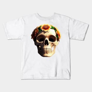 Just a Scull With Flowers 3 Kids T-Shirt